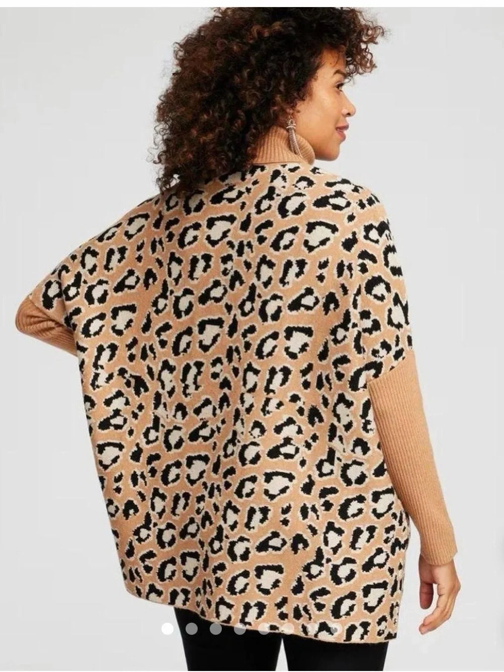 Chico’s Turtleneck Leopard Print Poncho Sweater